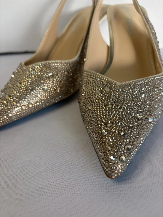Betsey Johnson Champagne Embellished Slingback Pumps - Picture 5 of 11